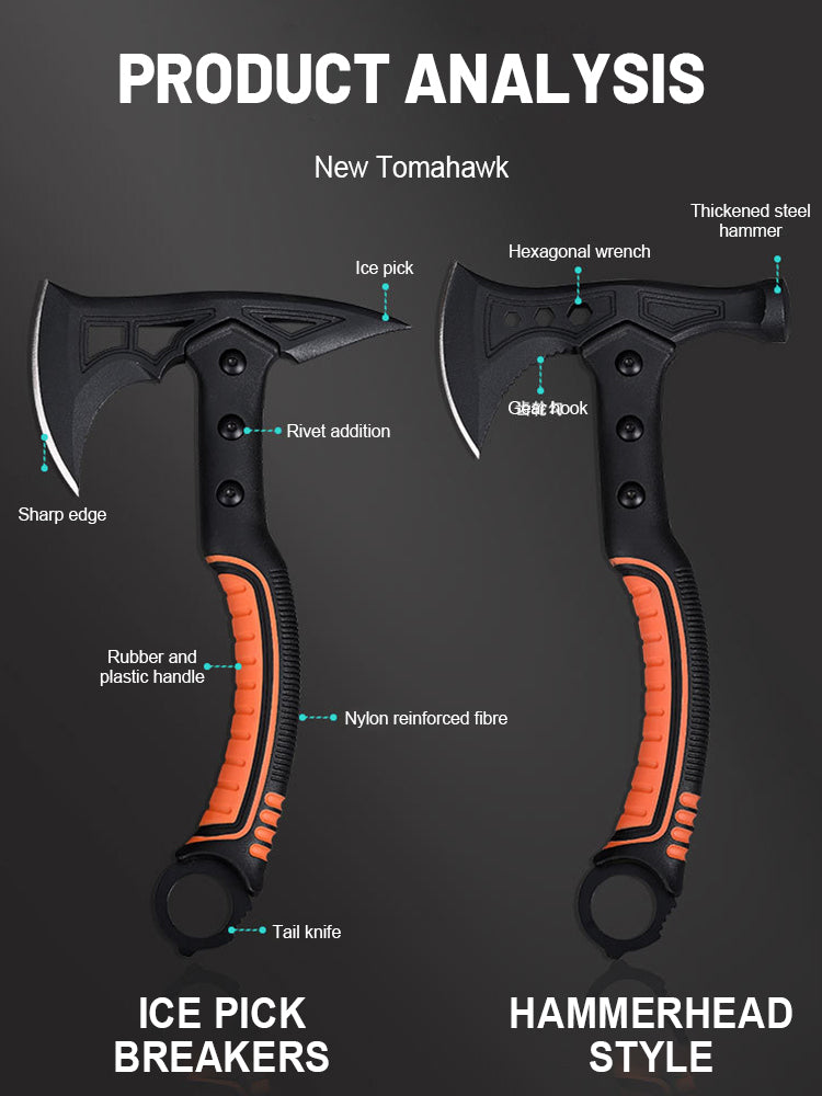 Outdoor Camping Tactical Axe Survival Fire Axe with Portable Small Knife.