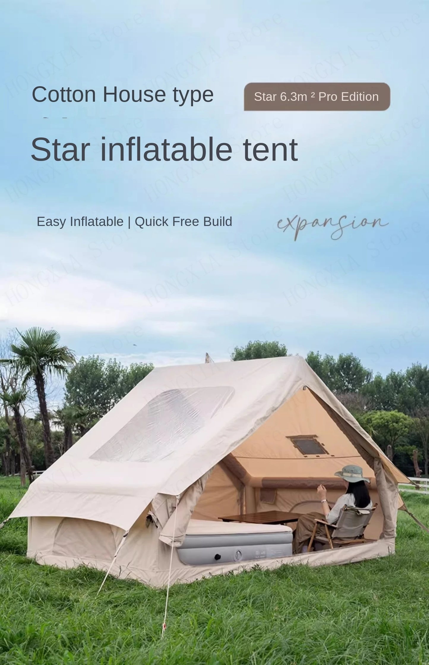 Inflatable Tent Outdoor 6.3m² Cabin Folding Camping Tent