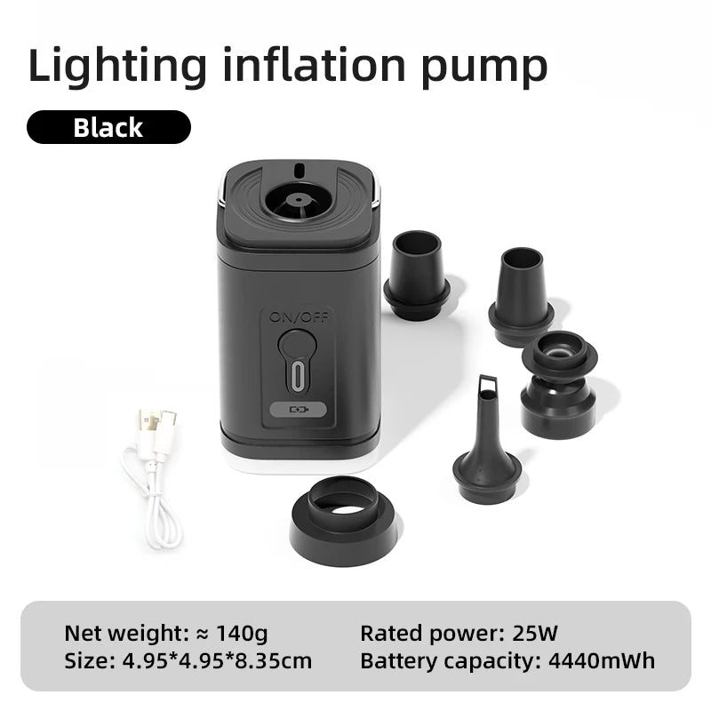 3 in 1 Electric Air Pump with Lights Mini Wireless Compressor USB Charging Inflator/Deflator