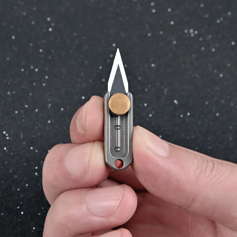 Mini Titanium Alloy Brass Portable Knife Keychain Pocket Knife