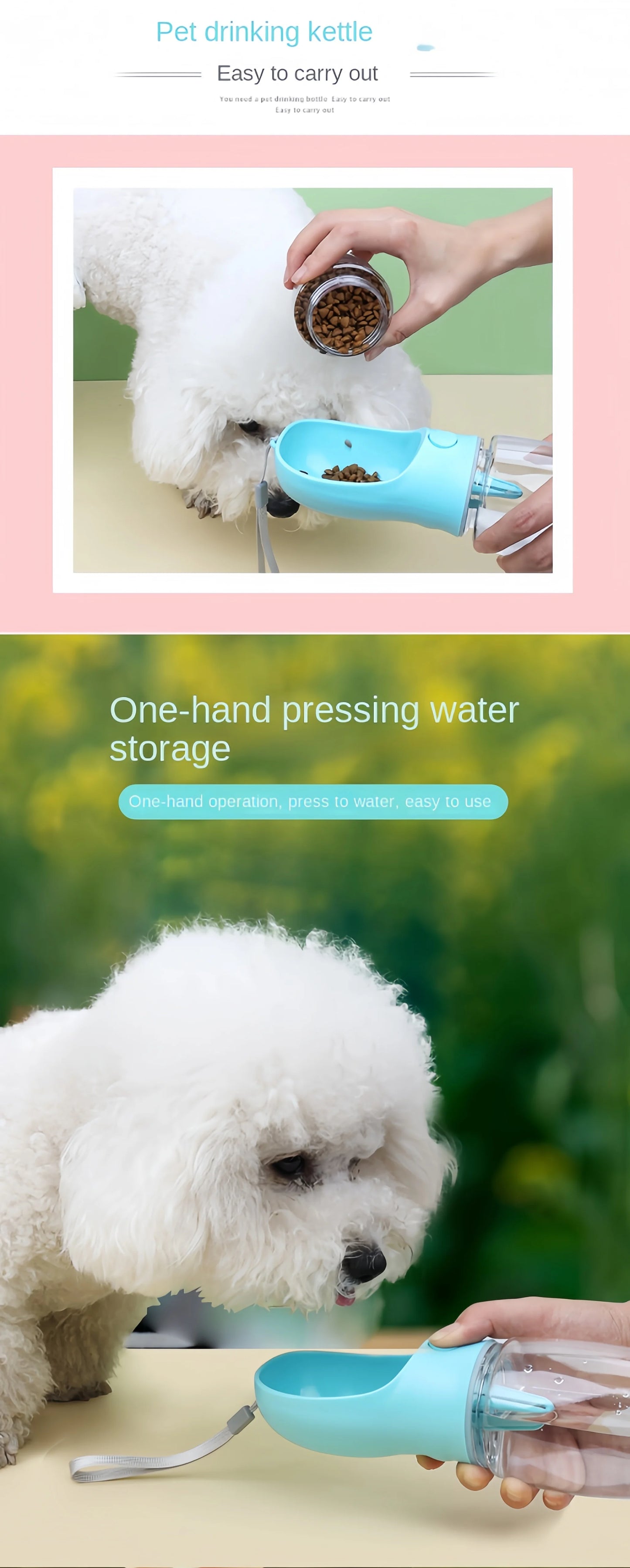 Portable Dog Cat Water Bottle with Storage Food and Water Container