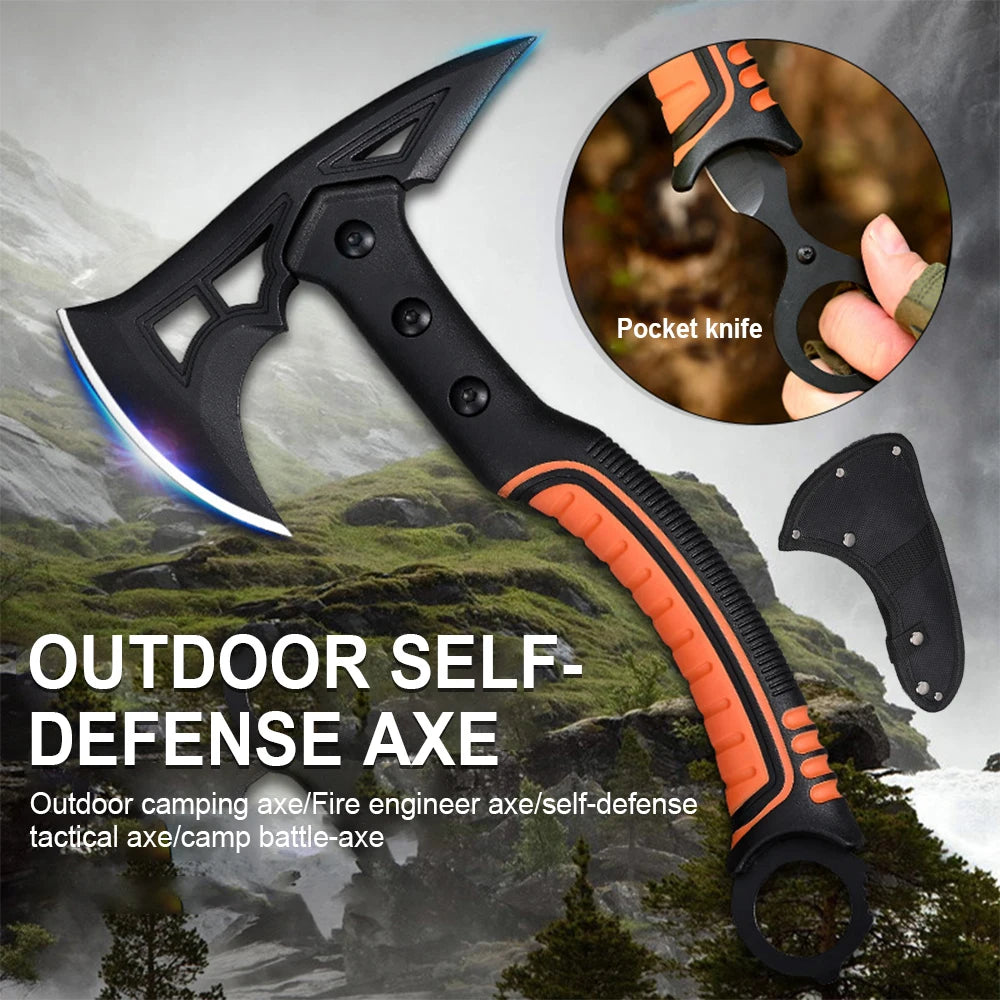 Outdoor Camping Tactical Axe Survival Fire Axe with Portable Small Knife.