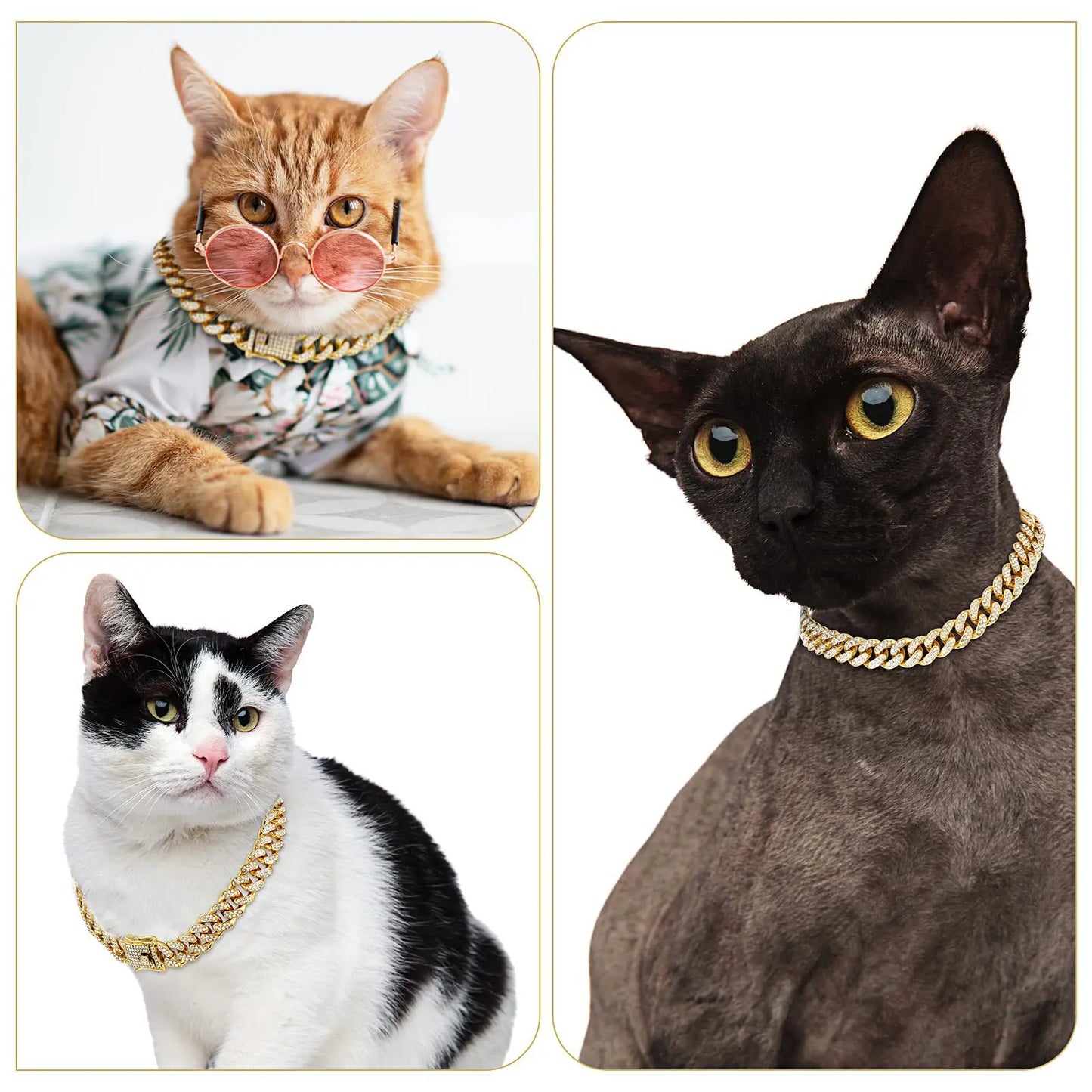 Dog Chain Diamond Cuban Collar Walking Metal Chain Collar with Design Secure Buckle