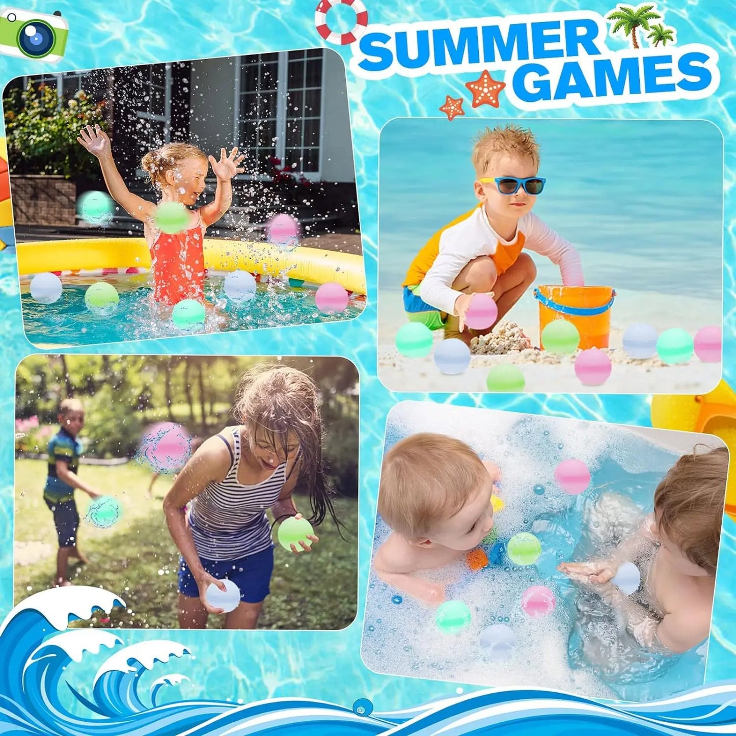 Reusable Water Balloons Toys Silicone Refillable Water Balls