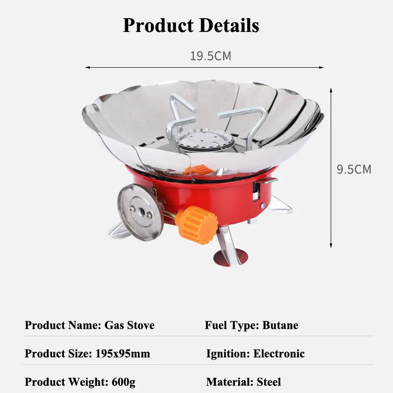 Outdoor Mini Portable Folding Heater Camping Gas Stove Wind Proof