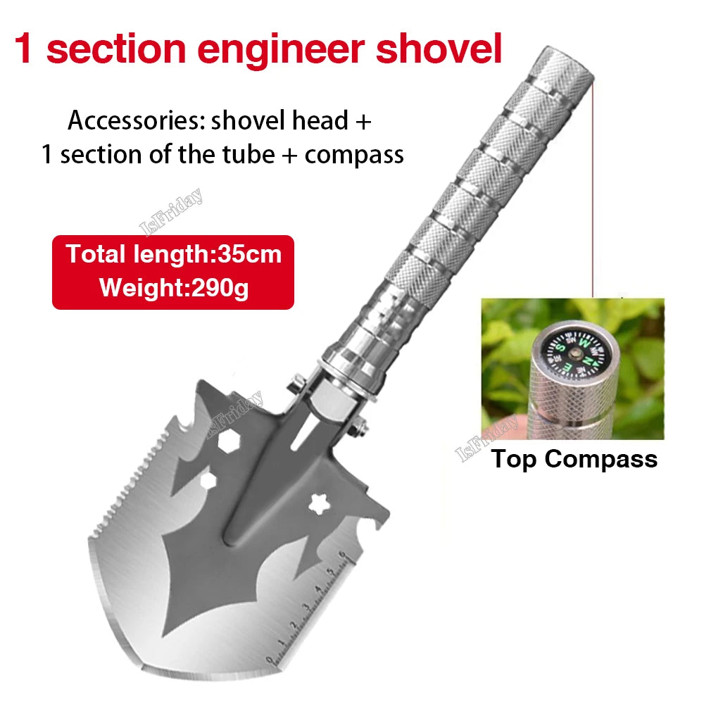 Multifunctional Outdoor Shovel 4-Section Pipe Fishing Folding Shovel Outdoor