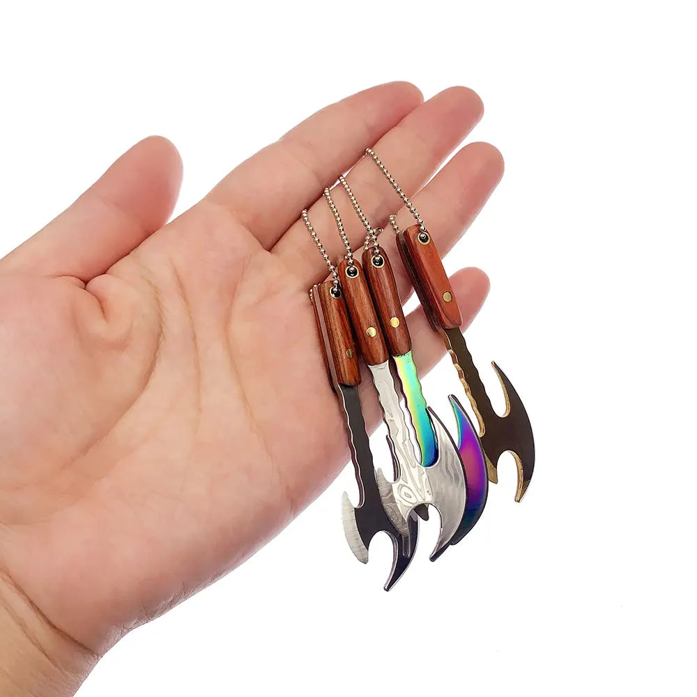 Swayboo Outdoor Camping Mini Axe Stainless Steel Sharp Blade Fixed Keychain Knife