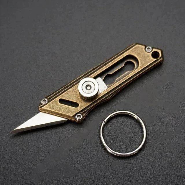 Mini Titanium Alloy Brass Portable Knife Keychain Pocket Knife