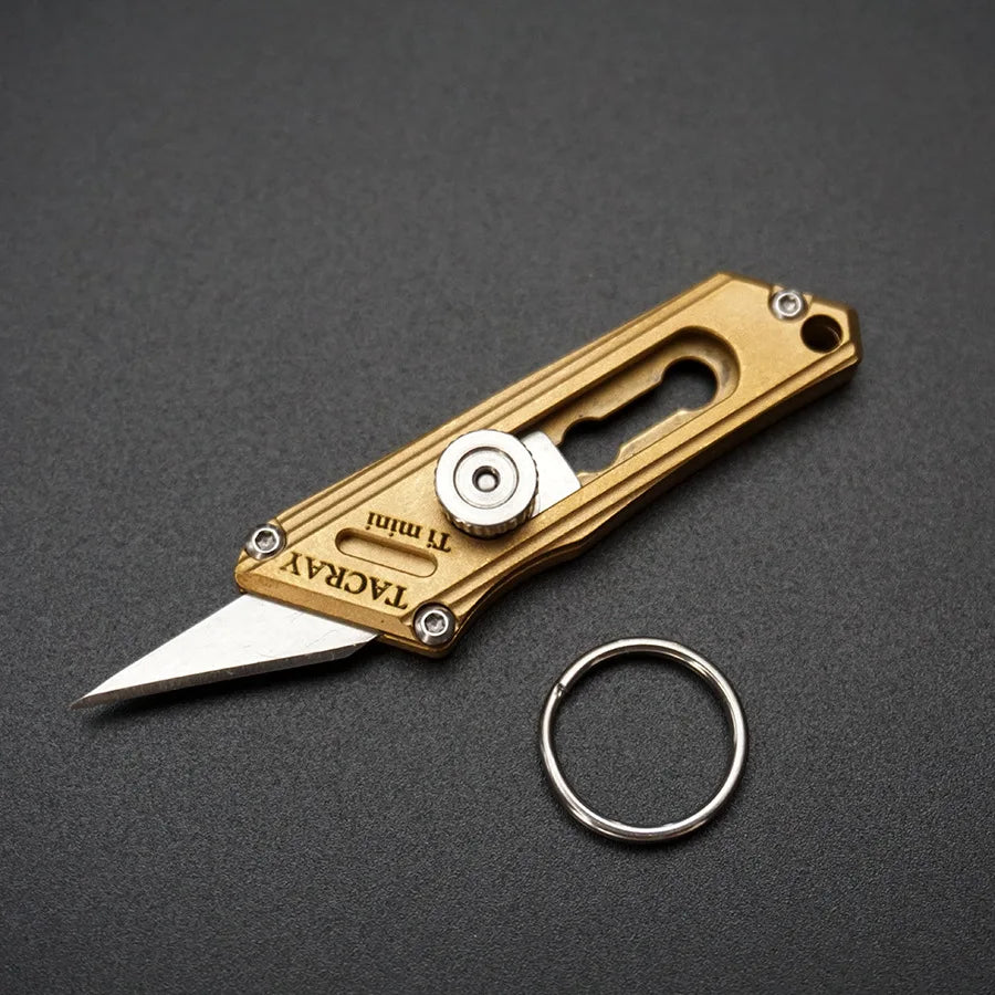 Mini Titanium Alloy Brass Portable Knife Keychain Pocket Knife