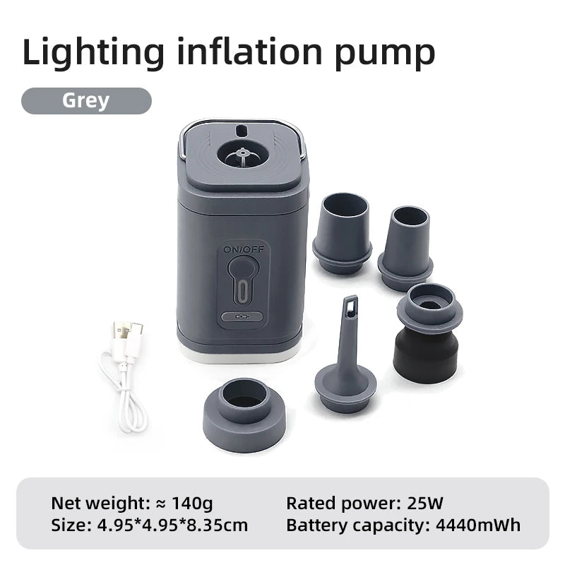3 in 1 Electric Air Pump with Lights Mini Wireless Compressor USB Charging Inflator/Deflator