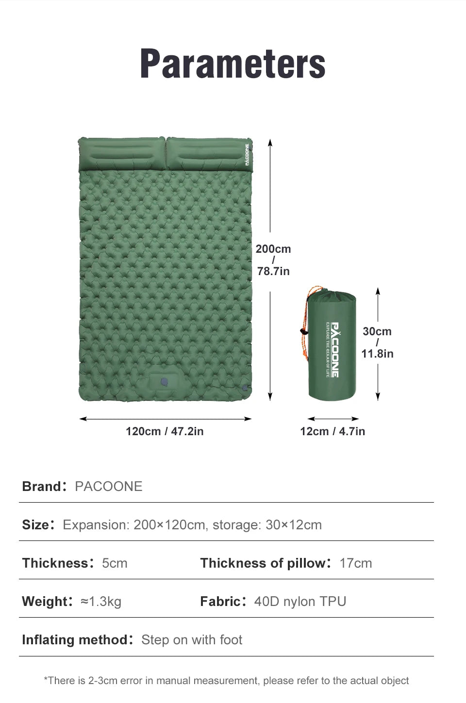 Inflatable Queen sleeping pad for adults