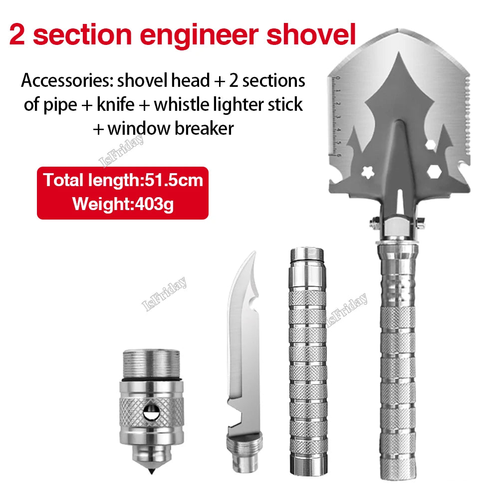 Multifunctional Outdoor Shovel 4-Section Pipe Fishing Folding Shovel Outdoor
