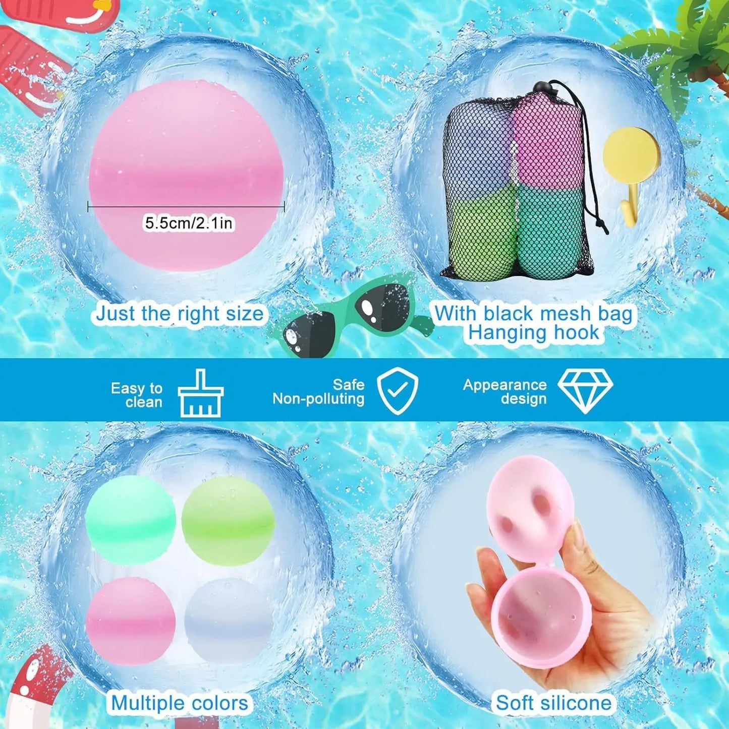 Reusable Water Balloons Toys Silicone Refillable Water Balls