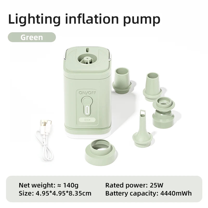 3 in 1 Electric Air Pump with Lights Mini Wireless Compressor USB Charging Inflator/Deflator