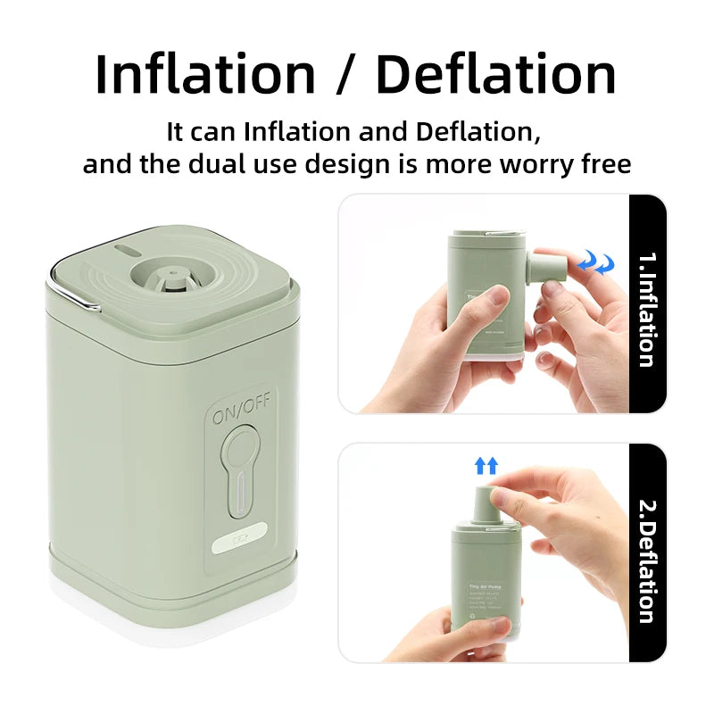 3 in 1 Electric Air Pump with Lights Mini Wireless Compressor USB Charging Inflator/Deflator