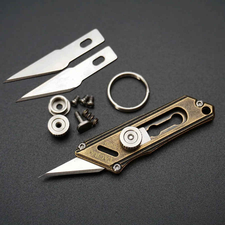 Mini Titanium Alloy Brass Portable Knife Keychain Pocket Knife