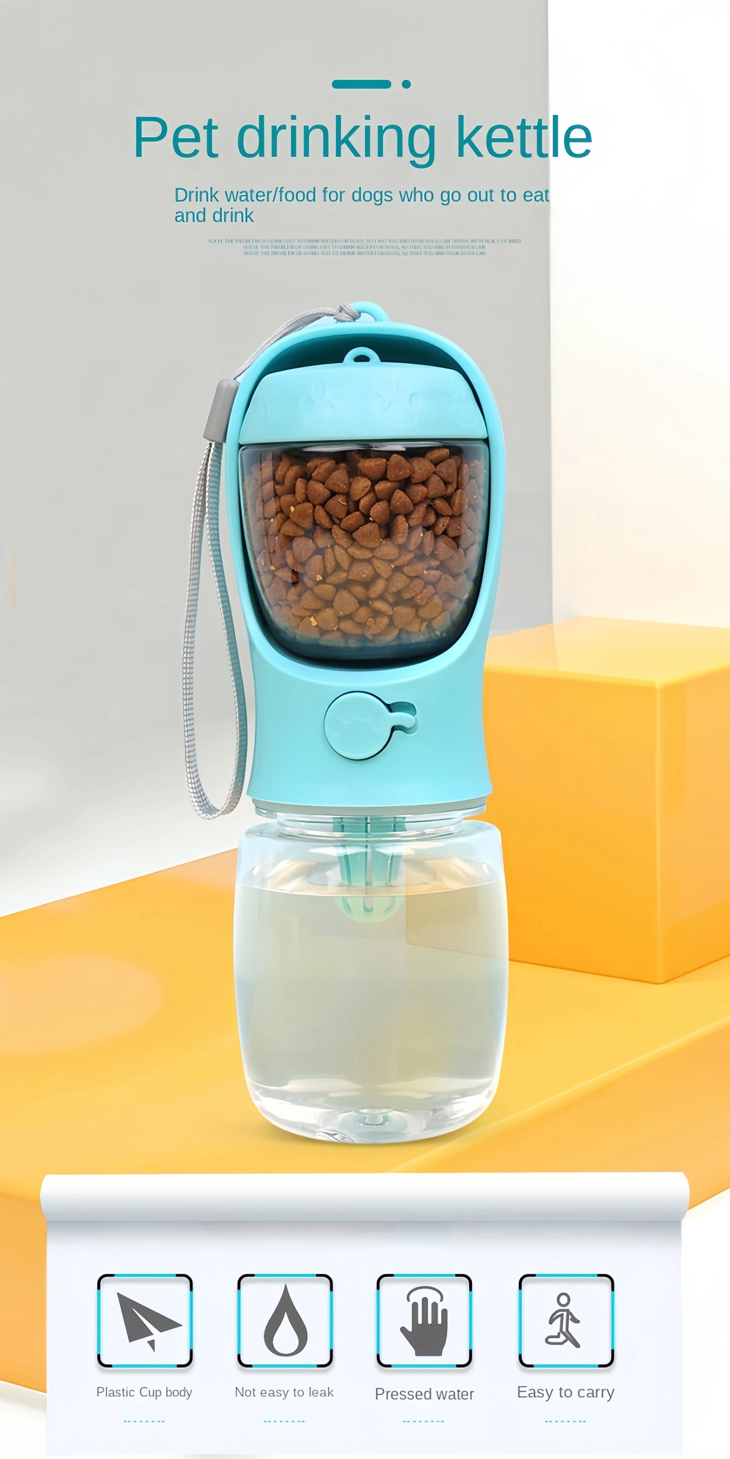 Portable Dog Cat Water Bottle with Storage Food and Water Container