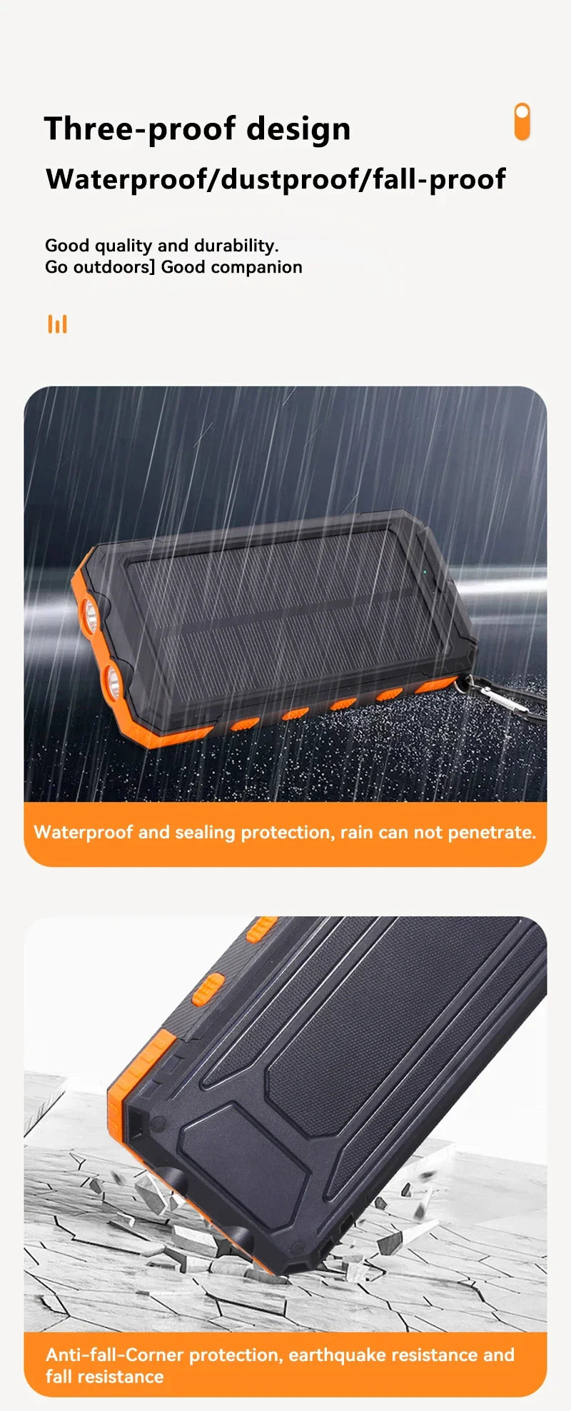200000mAh Solar Power Bank Portable Large Capacity Charger