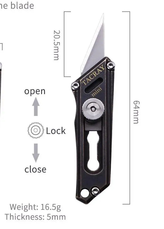 Mini Titanium Alloy Brass Portable Knife Keychain Pocket Knife
