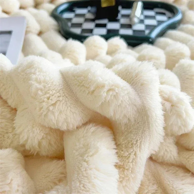 Solid Color Thickened Wide Striped Multifunctional Blanket.
