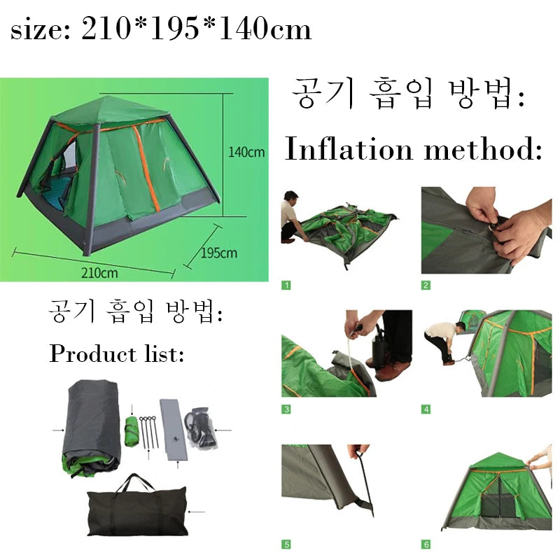 Inflatable Tent Folding Automatic Waterproof 2 3 4 People Air Tents
