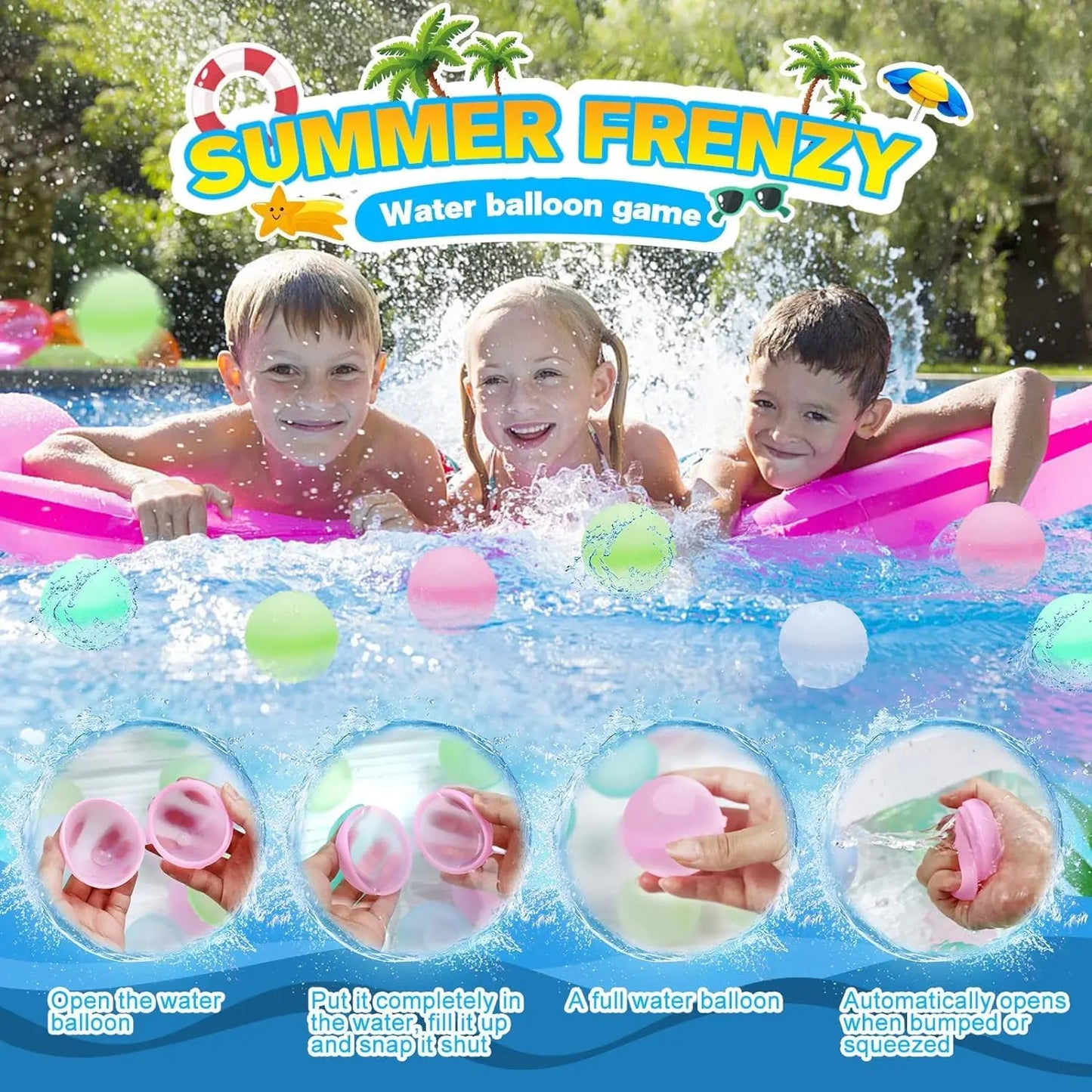 Reusable Water Balloons Toys Silicone Refillable Water Balls