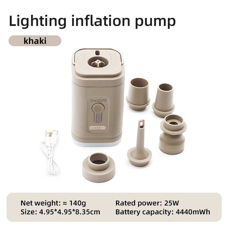 3 in 1 Electric Air Pump with Lights Mini Wireless Compressor USB Charging Inflator/Deflator