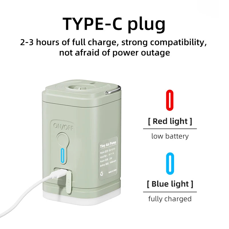 3 in 1 Electric Air Pump with Lights Mini Wireless Compressor USB Charging Inflator/Deflator