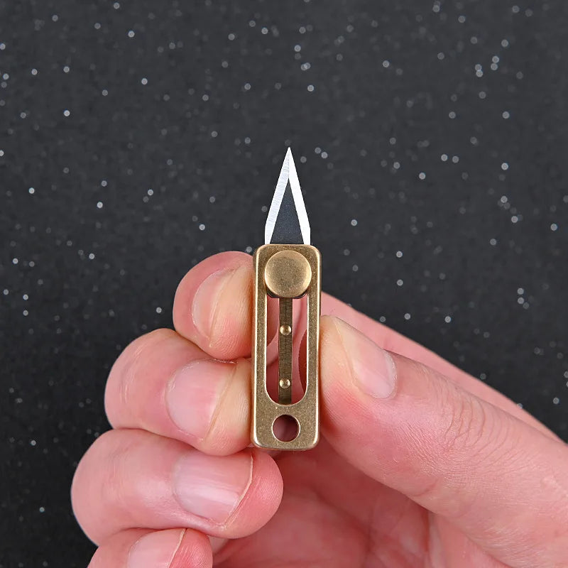 Mini Titanium Alloy Brass Portable Knife Keychain Pocket Knife