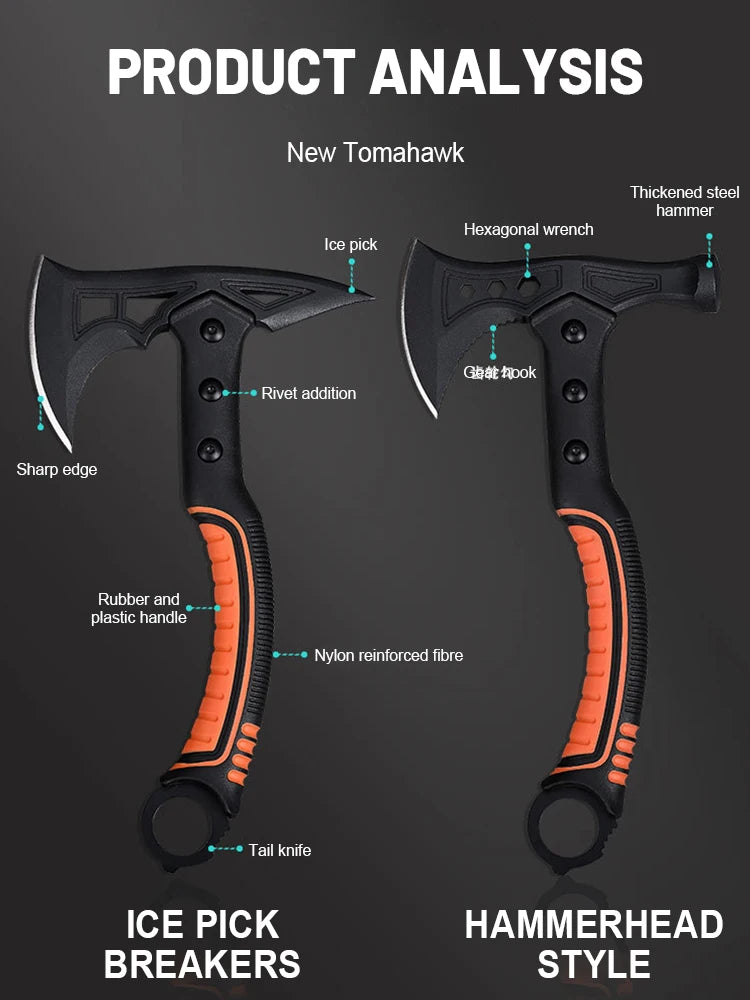 Outdoor Camping Tactical Axe Survival Fire Axe with Portable Small Knife.
