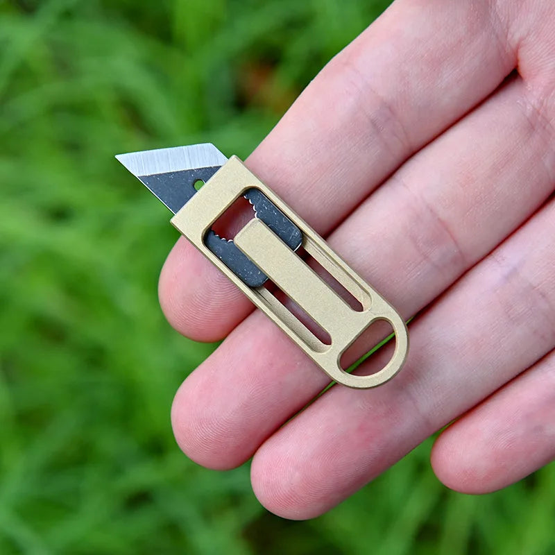 Mini Titanium Alloy Brass Portable Knife Keychain Pocket Knife