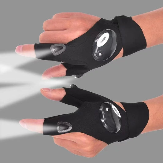 Half-finger Fishing Gloves Led Flashlight Waterproof Flashlight