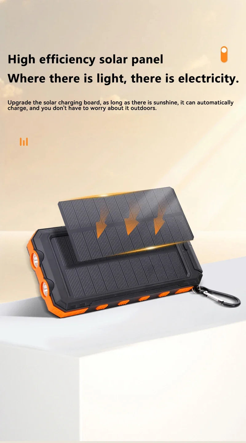 200000mAh Solar Power Bank Portable Large Capacity Charger