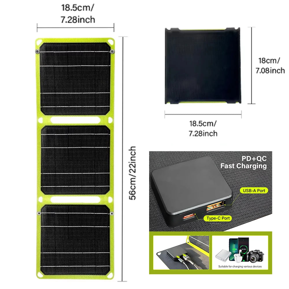 2000W Flexible Solar panel 5V 9V 12V Portable battery USB A C DC Solar