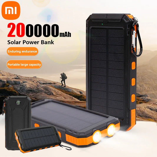 200000mAh Solar Power Bank Portable Large Capacity Charger