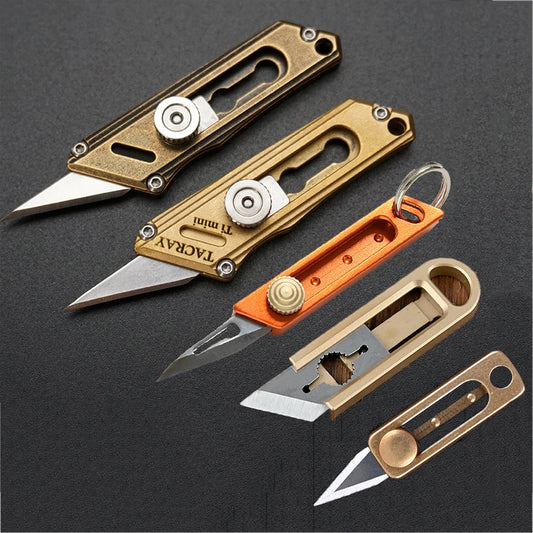 Mini Titanium Alloy Brass Portable Knife Keychain Pocket Knife