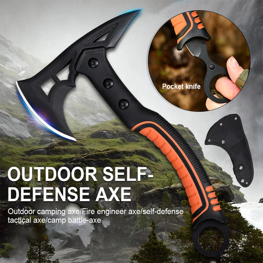 Outdoor Camping Tactical Axe Survival Fire Axe with Portable Small Knife.