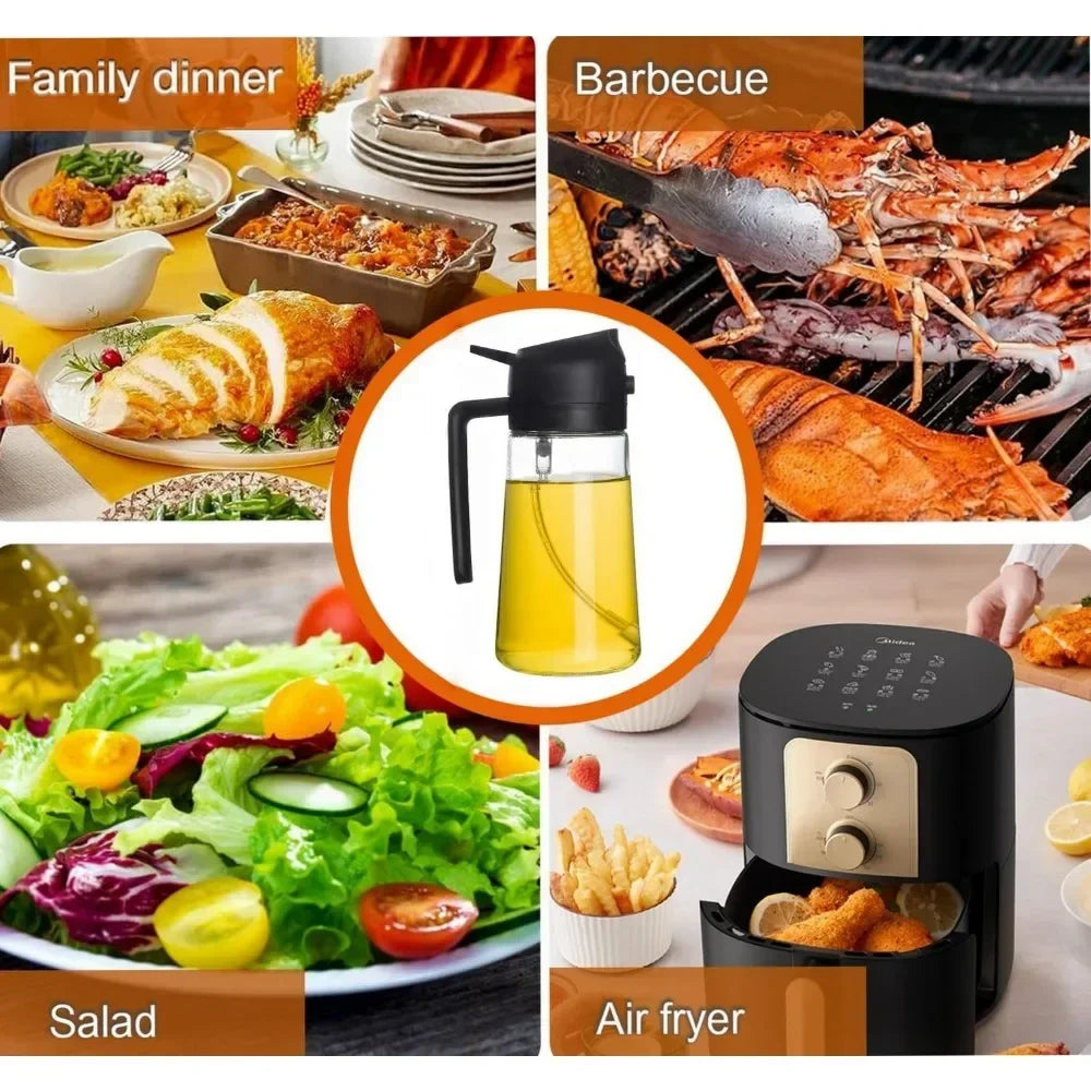 2in1 Oil Dispenser Bottle 500ml Plastic Oil Sprayer Cooking
