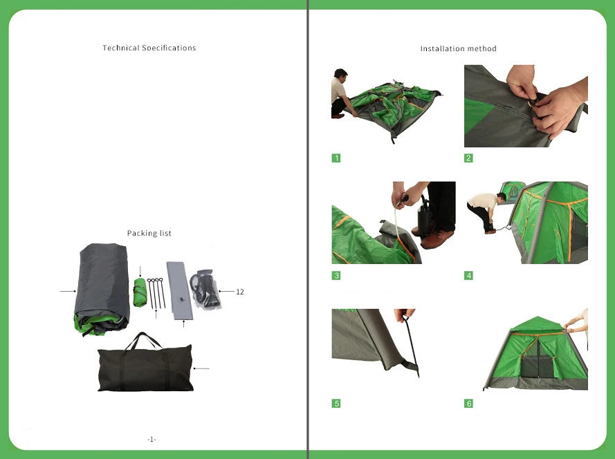 Inflatable Tent Folding Automatic Waterproof 2 3 4 People Air Tents