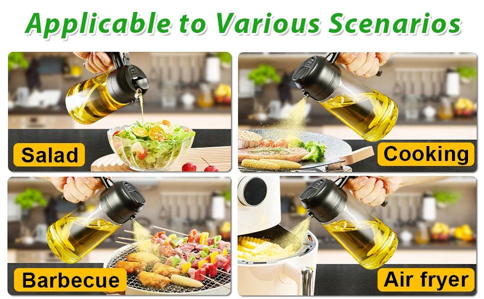 2in1 Oil Dispenser Bottle 500ml Plastic Oil Sprayer Cooking