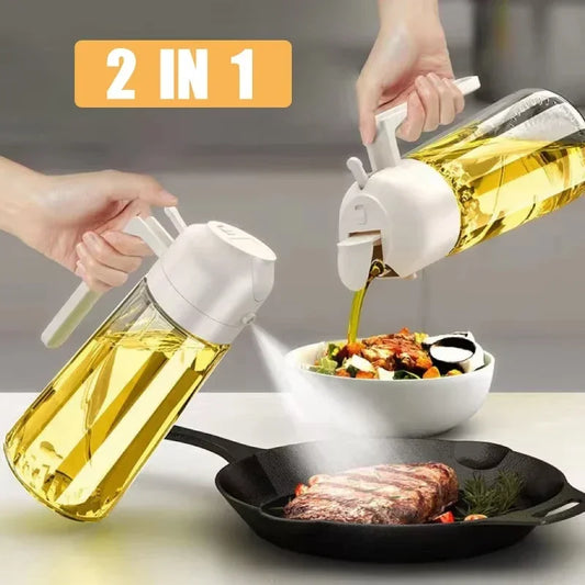 2in1 Oil Dispenser Bottle 500ml Plastic Oil Sprayer Cooking