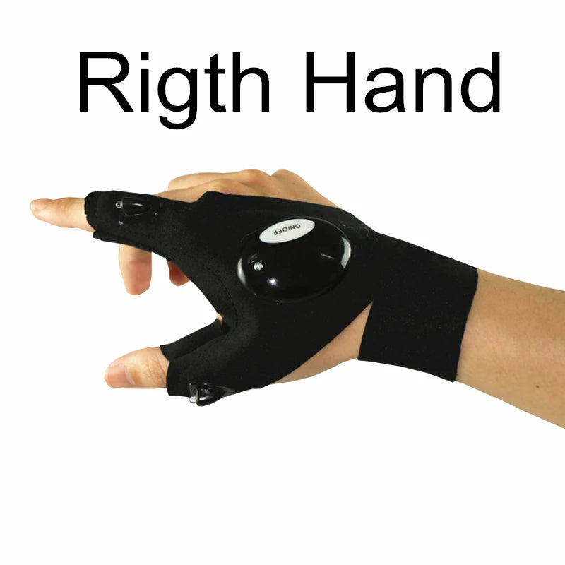Half-finger Fishing Gloves Led Flashlight Waterproof Flashlight