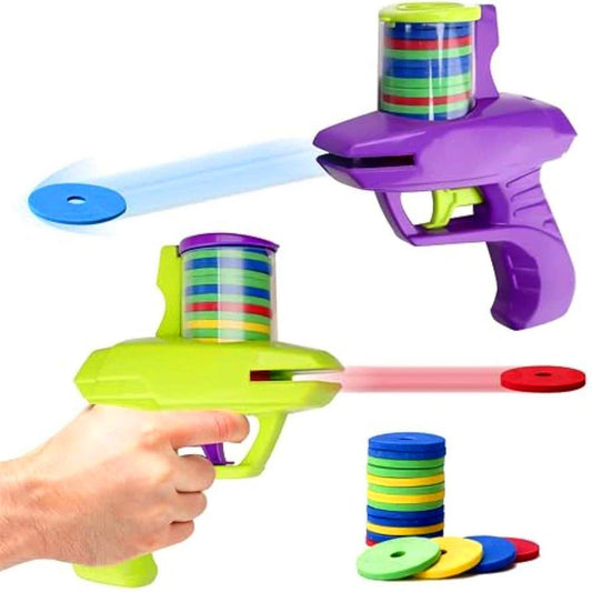 Kids Outdoor Game Foam Disc Gun Toy Flying Disc Shooting Launcher Gun