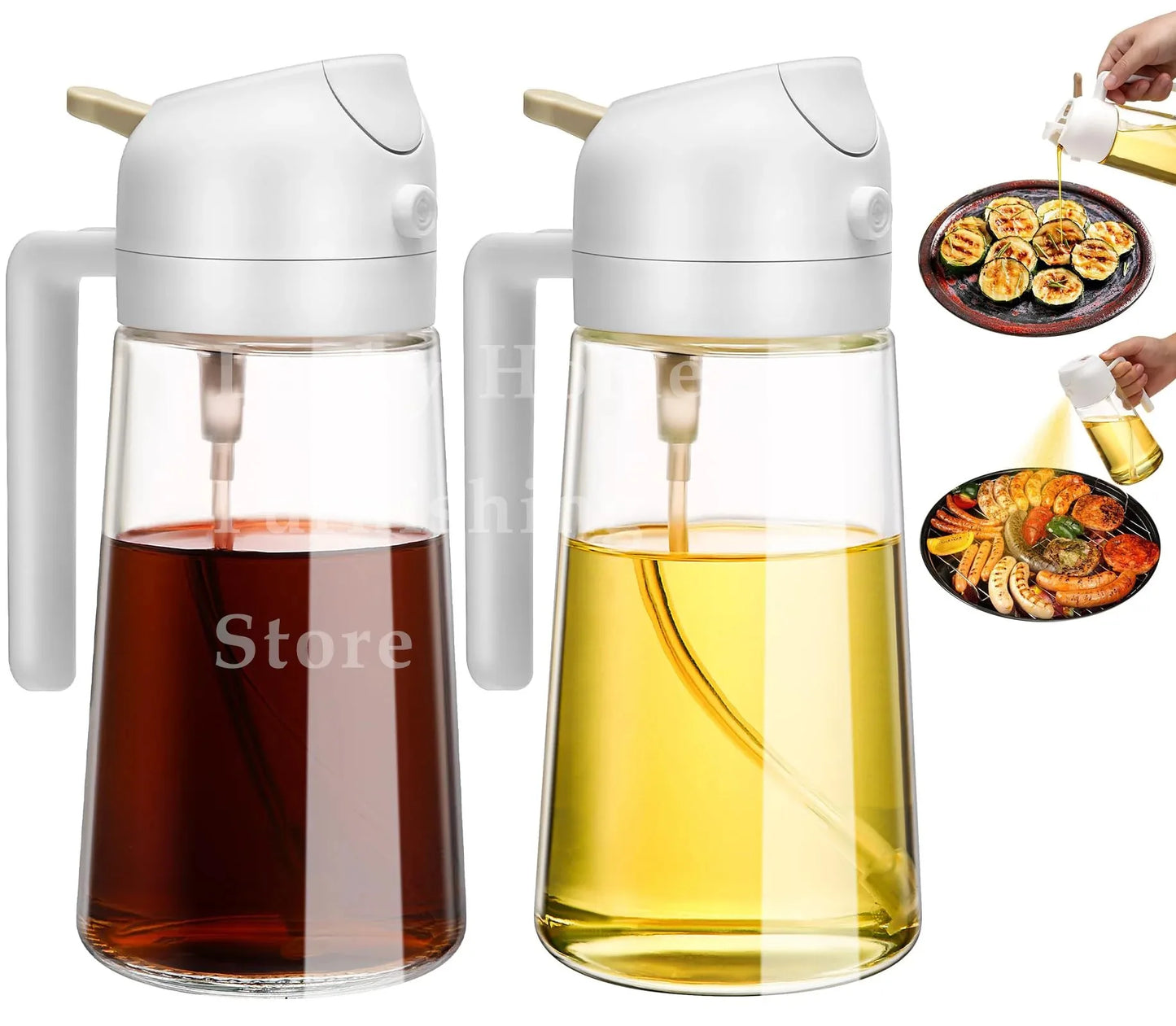 2in1 Oil Dispenser Bottle 500ml Plastic Oil Sprayer Cooking