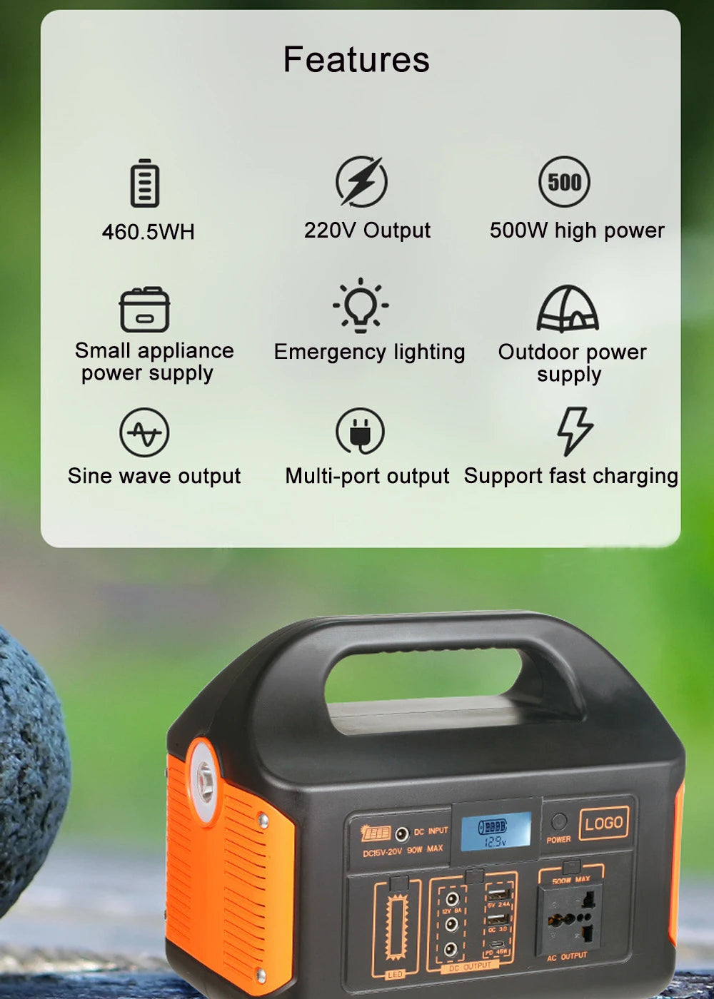 500W Solar Power Station 110V 220V Solar Generator