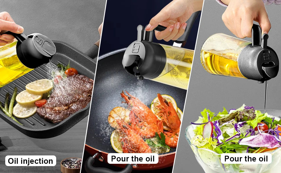 2in1 Oil Dispenser Bottle 500ml Plastic Oil Sprayer Cooking
