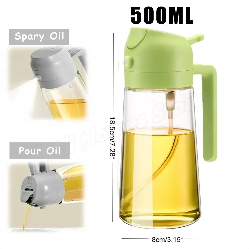 2in1 Oil Dispenser Bottle 500ml Plastic Oil Sprayer Cooking