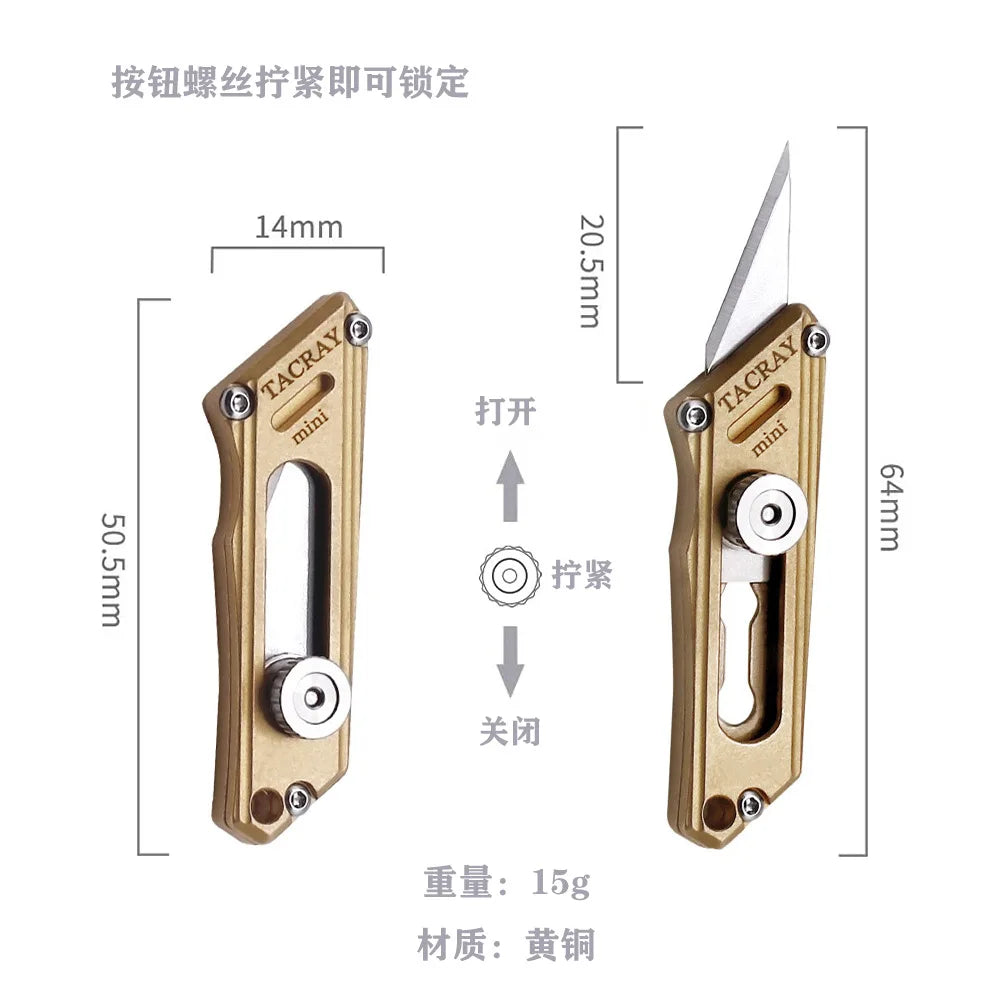 Mini Titanium Alloy Brass Portable Knife Keychain Pocket Knife