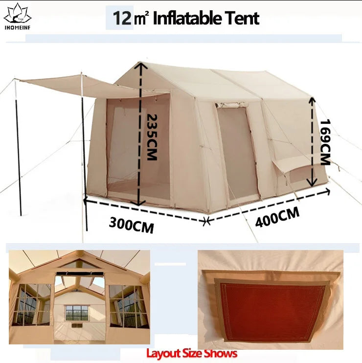 12 ㎡ Inflatable Tent Set Two Bedrooms Flysheet for 4~6 People