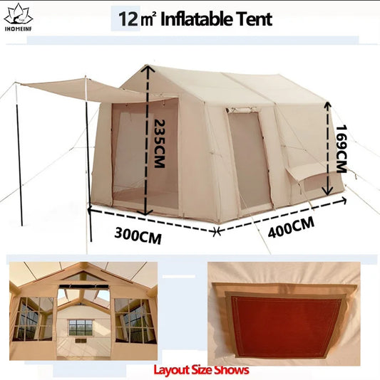 12 ㎡ Inflatable Tent Set Two Bedrooms Flysheet for 4~6 People